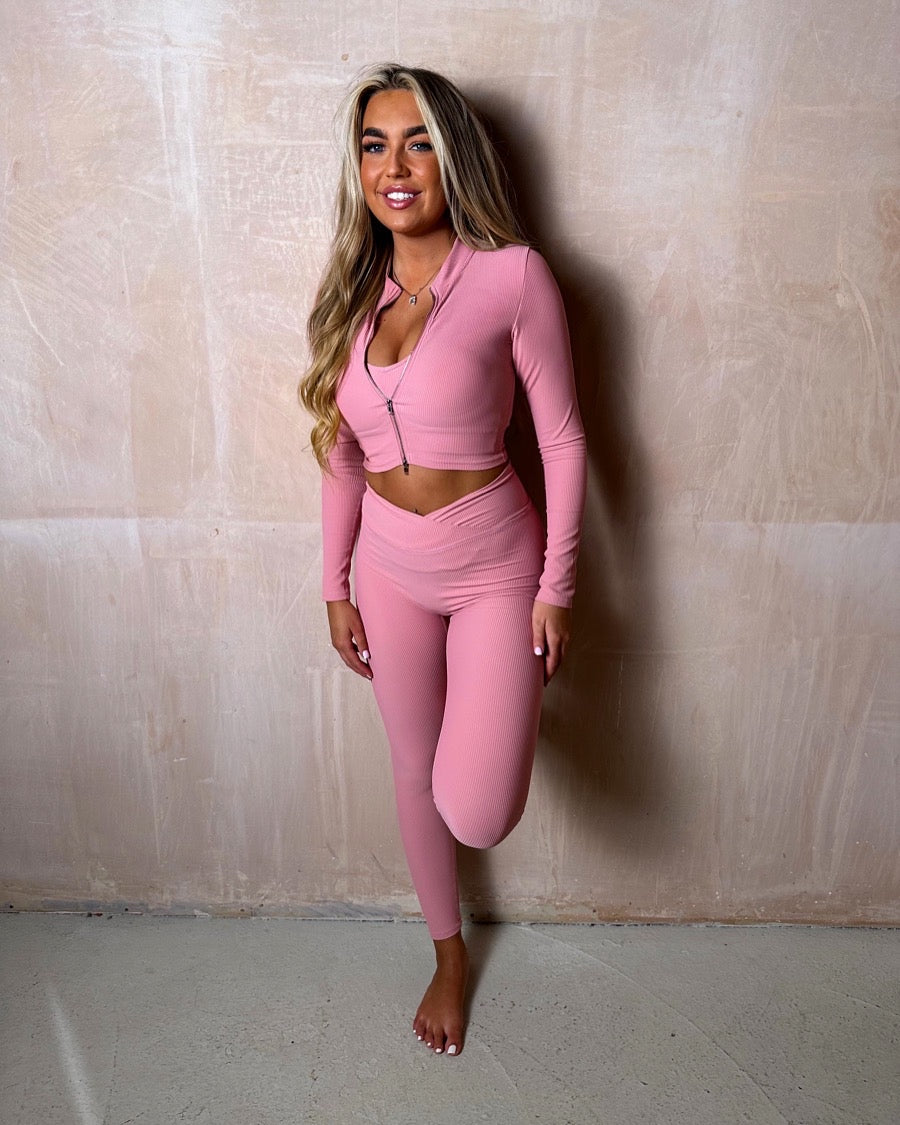 Pink 3 piece zip up set