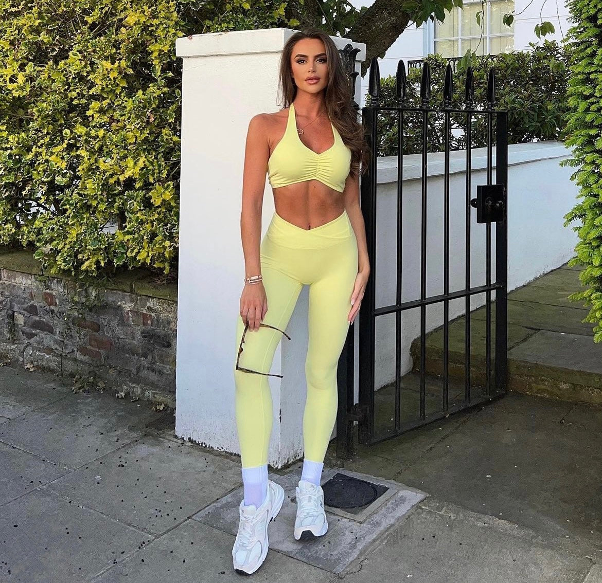 Lemon ruched two piece set